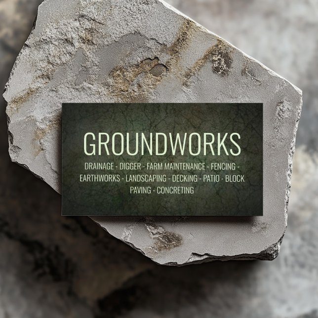 Groundworks Landscaping Architect Dark Green Business Card (Perfect for business)