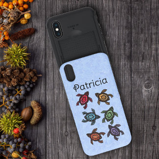 Group Abstract Black Turtles colourful shells iPhone X Slider Case