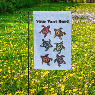 Group Abstract Turtles Different Coloured Shells Garden Flag