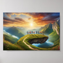 Group Adventure at Sunrise - Scenic Mountain Wall