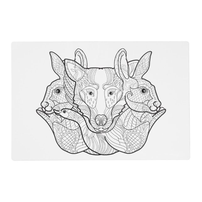 Group Animal Doodle Placemat (Front)