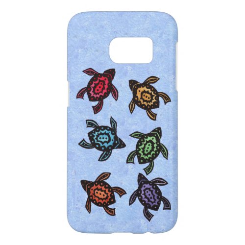 Group Black Abstract Turtles Colorful Shells Samsung Galaxy S7 Case