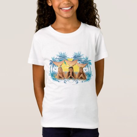 Group Blue Palm Tree Graphic T-shirt