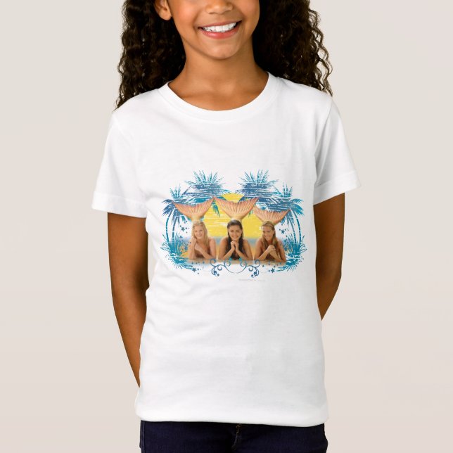 Group Blue Palm Tree Graphic T-Shirt (Front)