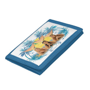 Group Blue Palm Tree Graphic Trifold Wallet