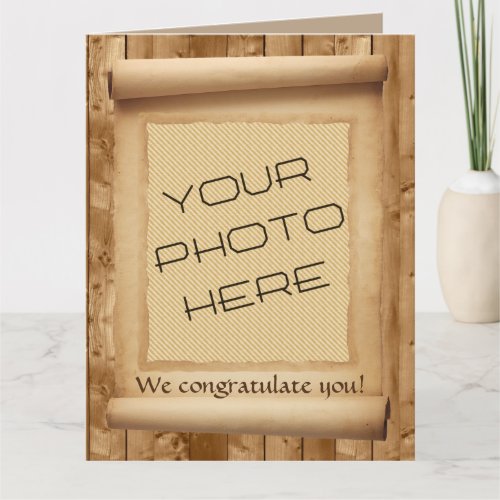 Group Congrats Custom Photo in Scroll Frame Large Card