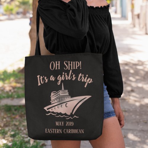 Group Cruise Trip Rose Gold Pretty Girls Tote Bag