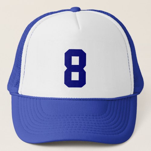 Group custom number eight 8 blue color trucker hat