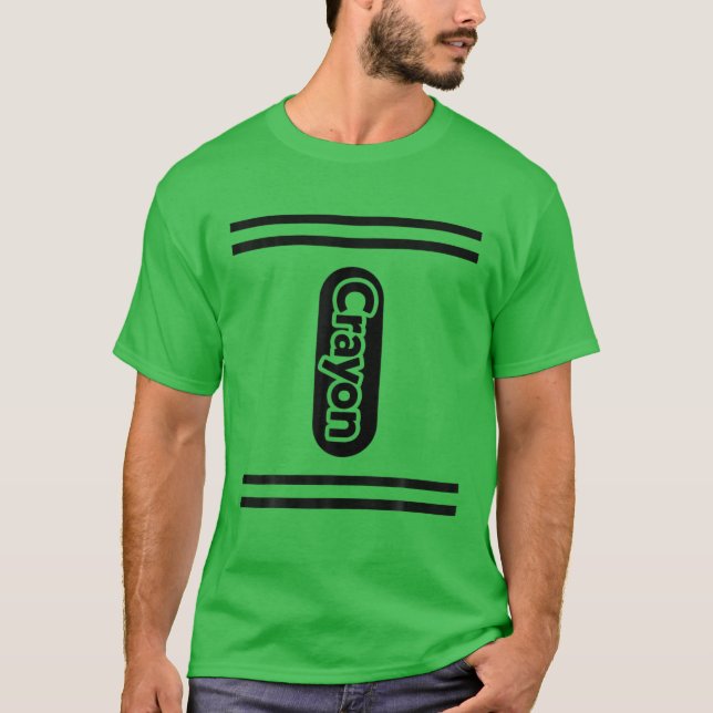Group Family Halloween Costume Kids GREEN Crayon C T-Shirt (Front)