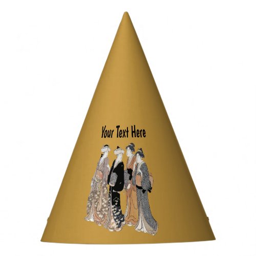 Group Four Geisha Ladies Vintage Clothing Yellow Party Hat