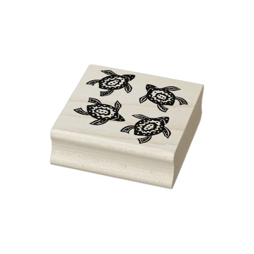 Group Four Turtles Abstract Markings on Shells Rubber Stamp