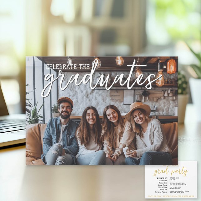 Group Graduation Celebration 1 Pic Multiple Names Invitation (Group Graduation Party Invitation with Photo)
