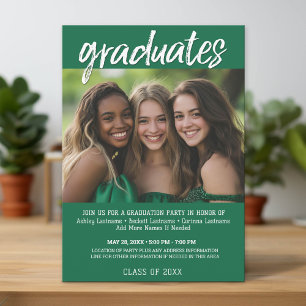 Group Graduation Green Party - Joint Photo Invitation