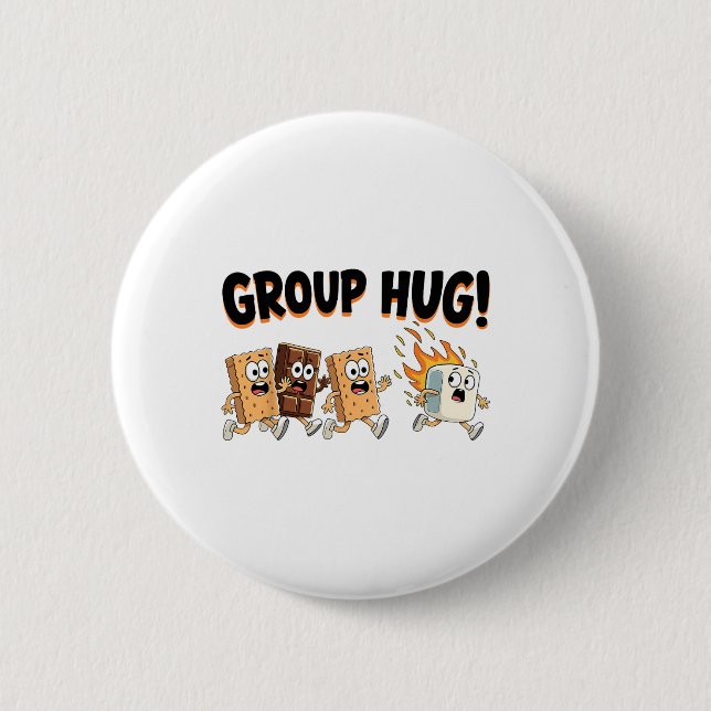 Group Hug Marshmallow Smore Funny Camping Family  Button (Front)