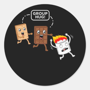 Group Hug S'more Funny Smores Camper Camping Classic Round Sticker
