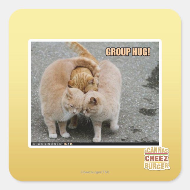 group hug square sticker (Front)