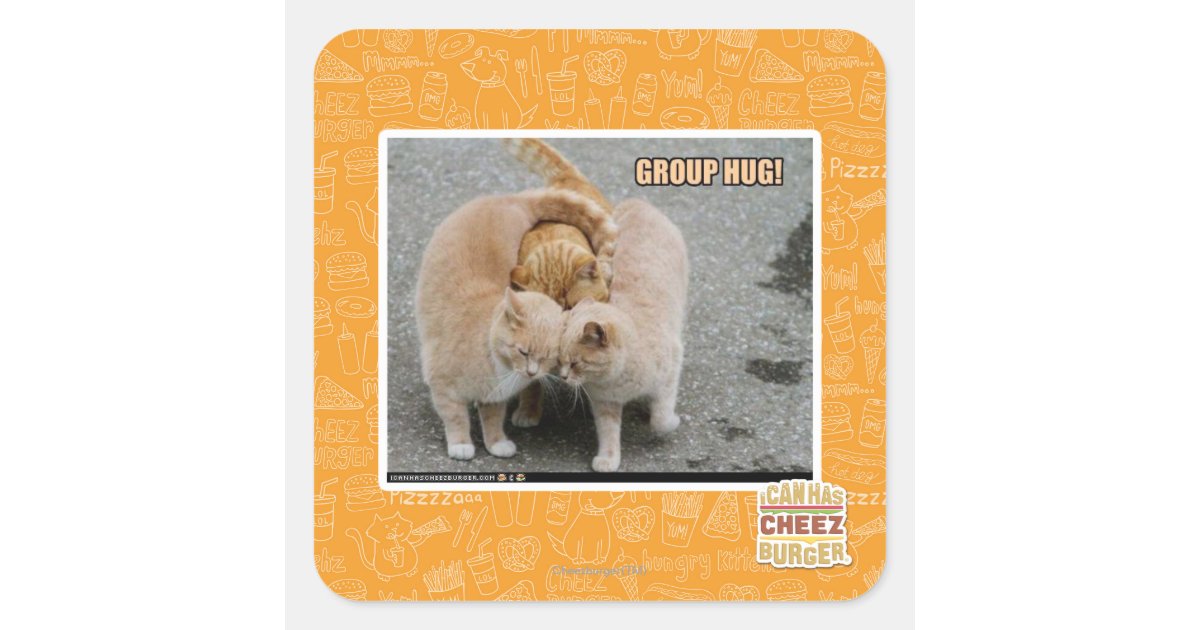 group hug square sticker | Zazzle