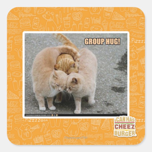 group hug square sticker (Front)