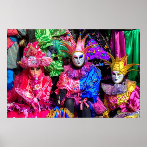 Group In Carnival Costume Venice Poster