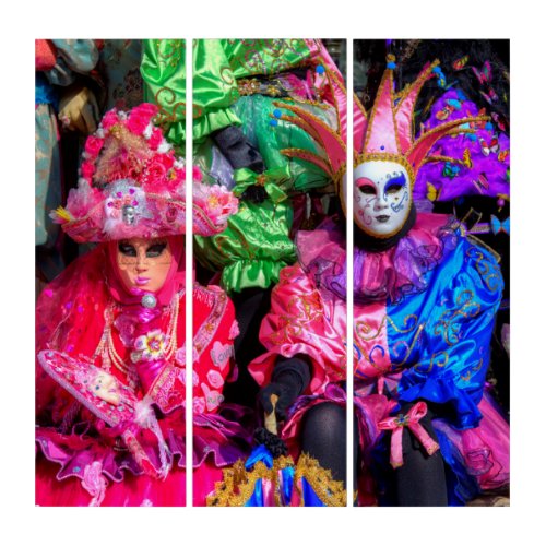 Group In Carnival Costume Venice Triptych