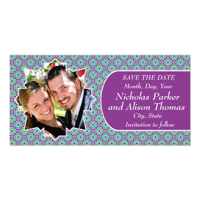 Group KNOWS THE DATES mosaics with arabesque Personalized Photo Card