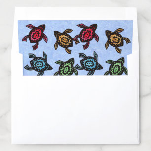 Group of Abstract Turtles Colorful Shells blue Envelope Liner