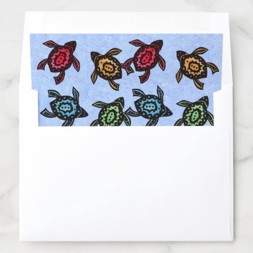 Group of Abstract Turtles Colorful Shells blue Envelope Liner