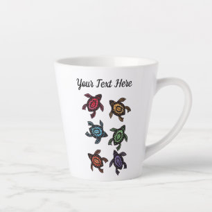 Group of Black Abstract Turtles Colored Shells Latte Mug
