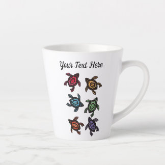 Group of Black Abstract Turtles Colored Shells Latte Mug
