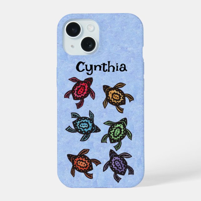 Group of Black Abstract turtles Colourful Shells Iphone Case (Back)