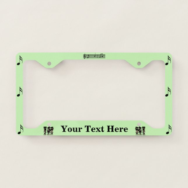 Group of Black Cat Musicians Instruments Notes License Plate Frame (Front)