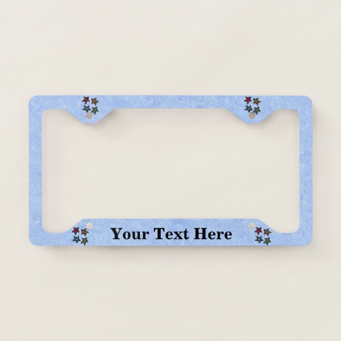 Group of black Turtles Colored shells Light Blue License Plate Frame