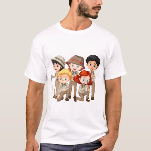 Group of boy and girl scout T_Shirt