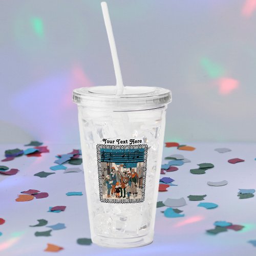 Group of Carolers and Musicians on Street Corner Acrylic Tumbler