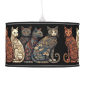 Group of Cats in Victorian Wallpaper Style Ceiling Lamp (Left)