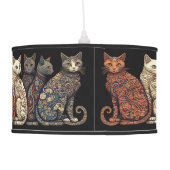 Group of Cats in Victorian Wallpaper Style Ceiling Lamp (Back)