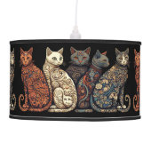 Group of Cats in Victorian Wallpaper Style Ceiling Lamp (Front)