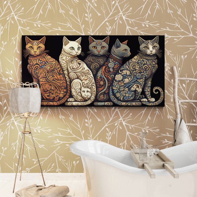 Group of Cats in Victorian Wallpaper Style Poster (Creator Uploaded)