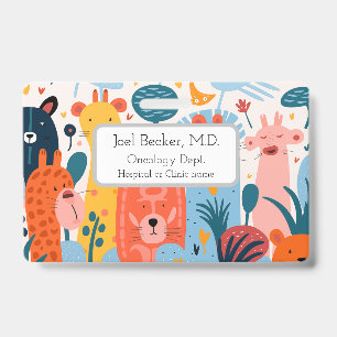 Group of colorful imaginary animals badge