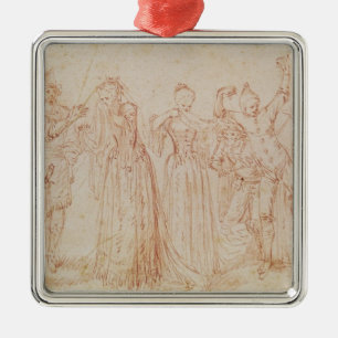 Group of Comic and Tragic Actors Metal Ornament