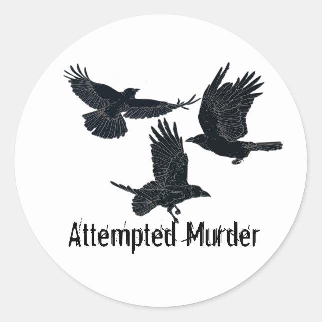 Group of Crows Murder Birds Black Silhouette  Classic Round Sticker (Front)