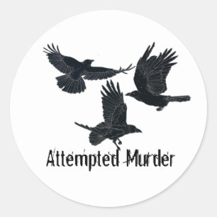 Group of Crows Murder Birds Black Silhouette Classic Round Sticker