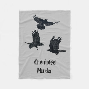 Group of Crows Murder Birds Black Silhouette Fleece Blanket