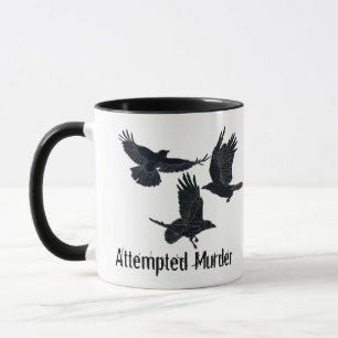 Group of Crows Murder Birds Black Silhouette Mug