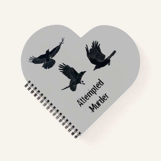 Group of Crows Murder Birds Black Silhouette Notebook (Front)