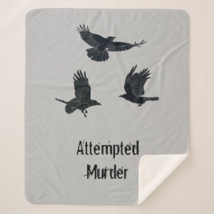 Group of Crows Murder Birds Black Silhouette  Sherpa Blanket