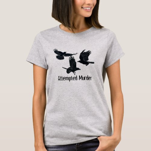 Group of Crows Murder Birds Black Silhouette T_Shi T_Shirt