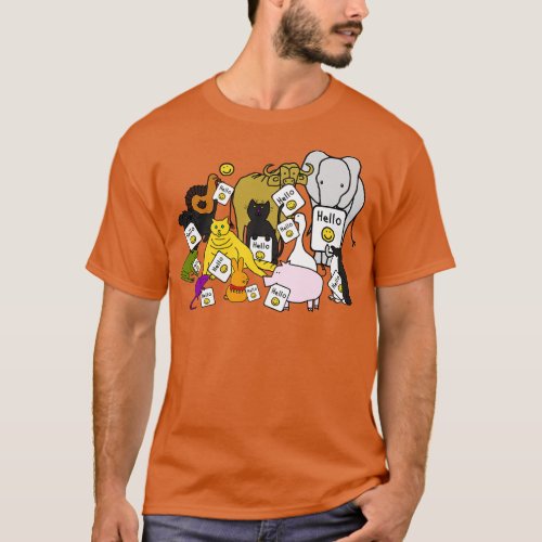 Group of Cute Animals say Hello T_Shirt