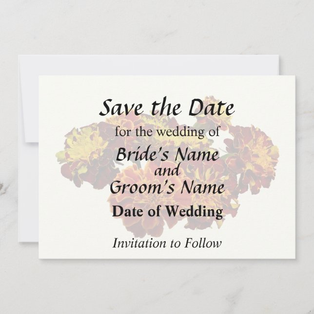 Group of Different Kinds of Marigolds Save The Date (Front)