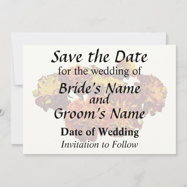 Group of Different Kinds of Marigolds Save The Date (Front)